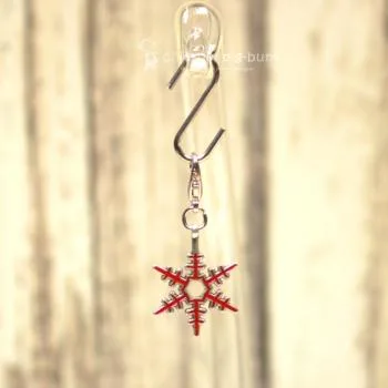 Charmsanhänger Weihnachten Schneeflocke rot versilbert - charms anhaenger weihnachten schneeflocke rot versilbert