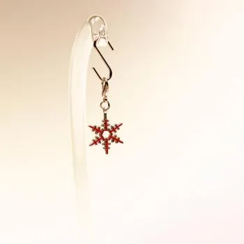 Charmsanhänger Weihnachten Schneeflocke rot versilbert - charms anhaenger weihnachten schneeflocke rot versilbert