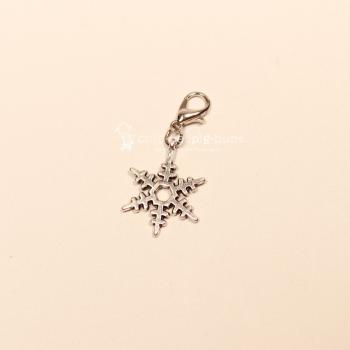 Charmsanhänger Weihnachten Schneeflocke rot versilbert