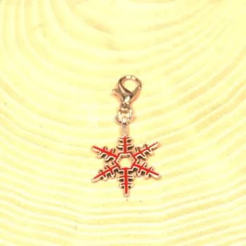 Charmsanhänger Weihnachten Schneeflocke rot versilbert - charms anhaenger weihnachten schneeflocke rot versilbert