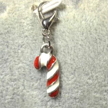 Charmsanhänger Weihnachten Zuckerstange rot-weiss versilbert - charms anhaenger weihnachten zuckerstange rot versilbert