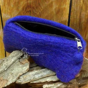 Mäppchen filz Blattmotiv blau
