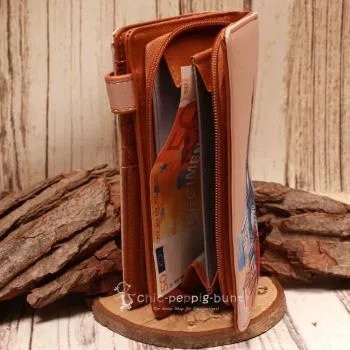 Geldbeutel gross - braun - Kunstleder Paris - geldbeutel gross kunstleder motiv paris braun eifelturm altrosa