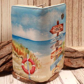 Geldbeutel gross - blau - Kunstleder - Strand Wegweiserschild