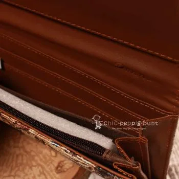 Geldbeutel gross - braun - Stoff Bären / Teddy - geldbeutel gross stoff motiv braun bunt baeren