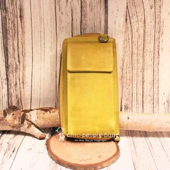 Handtasche - Geldbeutel gelb - bunt Handyfach 15 Fächer - geldbeutel handtasche gross gelb bunt hochformat handyfach