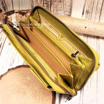 Handtasche - Geldbeutel gelb - bunt Handyfach 15 Fächer