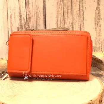 Hochwertige unisex Umhängetasche / Geldbeutel in Orange mit abnehmbarem Schultergurt.