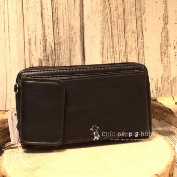 Hochwertige unisex Umhängetasche / Geldbeutel in schwarz mit abnehmbarem Schultergurt.