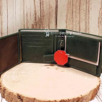 Innenansicht mit zwei Fächern für Geldscheine und eins mit Sichtfenster.