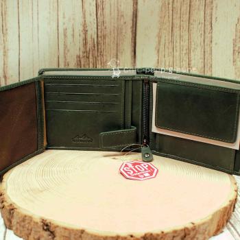 Herren-Geldbeutel Leder grün Watzmann 16 Fächer
