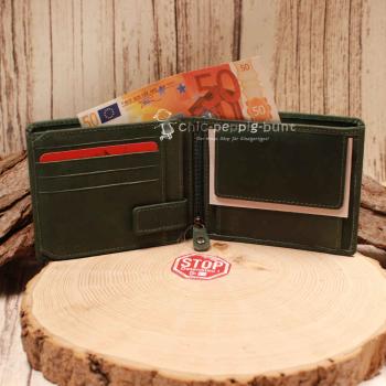 Herren-Geldbeutel Leder grün Watzmann 16 Fächer