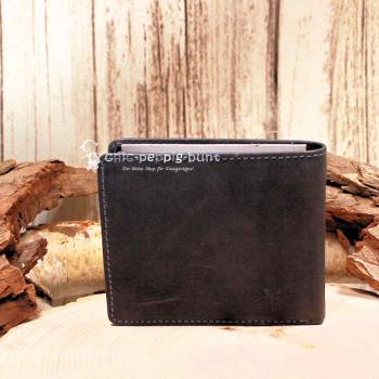 Innenansicht der Herren Geldbörse mit 13 Fächern und Kartenfächern.