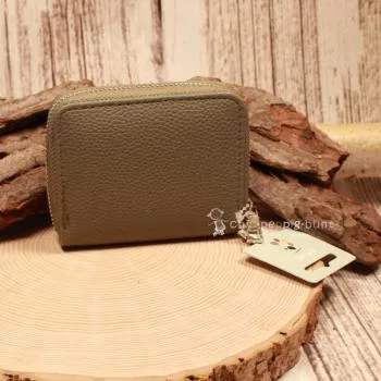 Kindergeldbeutel mit Löwen-Motiv Kunstleder khaki - geldbeutel kinder loewe kunstleder khaki reissverschluss