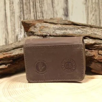 Geldbeutel mini Leder braun 1 Fach mit Druckknopf - geldbeutel mini braun leder knopfverschluss