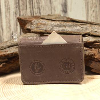 Geldbeutel mini Leder braun 1 Fach mit Druckknopf