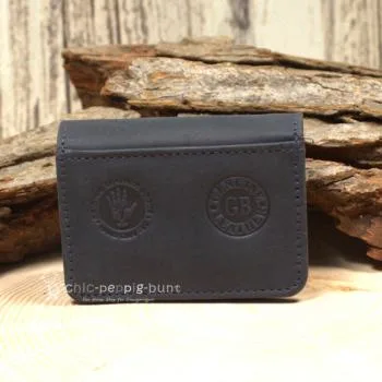 Geldbeutel mini Leder dunkelblau 1 Fach mit Druckknopf - geldbeutel mini dunkelblau leder knopfverschluss
