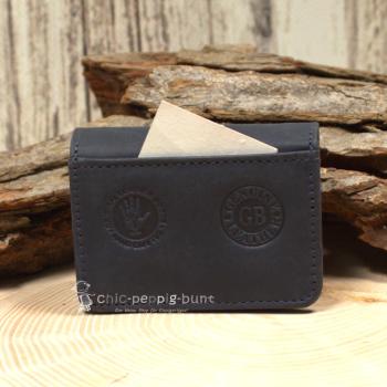 Geldbeutel mini Leder dunkelblau 1 Fach mit Druckknopf