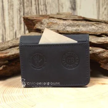 Geldbeutel mini Leder dunkelblau 1 Fach mit Druckknopf - geldbeutel mini dunkelblau leder knopfverschluss