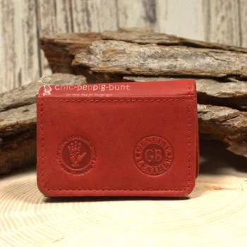 Geldbeutel mini Leder rot 1 Fach mit Druckknopf - geldbeutel mini rot leder knopfverschluss