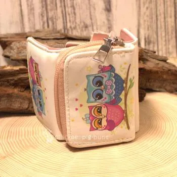Geldbeutel mini mit Herzen und Eulen Pärchen Motiv