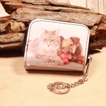 Geldbeutel mit  Katze und Hund Motiv