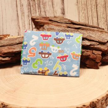 Geldbeutel mini - Stoff - 1 Fach blau Motiv Autos und Zahlen