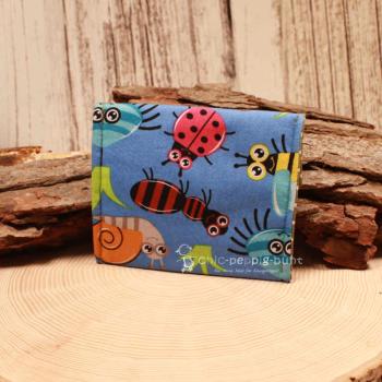 Geldbeutel mini - Stoff - 1 Fach blau Motiv Insekten - Biene