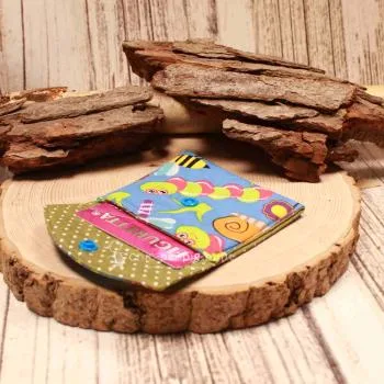 Geldbeutel mini - Stoff - 1 Fach blau Motiv Insekten - Biene - geldbeutel mini kinder stoff 1fach druckknopf blau insekten bunt
