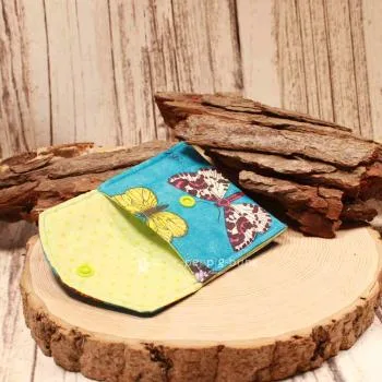 Geldbeutel mini - Stoff - 1 Fach blau Motiv Schmetterlinge - geldbeutel mini kinder stoff 1fach druckknopf blau schmetterling bunt