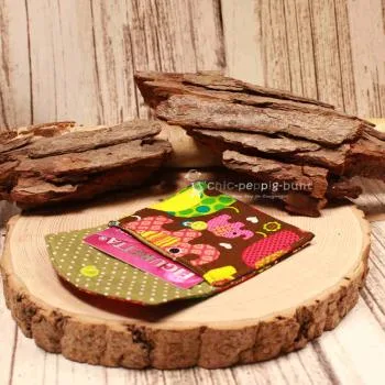 Geldbeutel mini - Stoff - 1 Fach braun Motiv Elefanten - geldbeutel mini kinder stoff 1fach druckknopf braun elefanten bunt