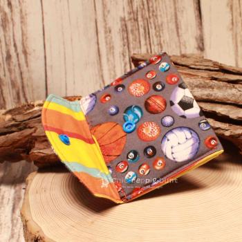 Geldbeutel mini - Stoff - 1 Fach grau Fußball, Billardkugeln Motiv