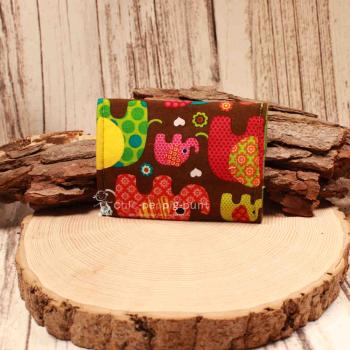 Geldbeutel mini - Stoff - 1 Fach braun Motiv Elefanten