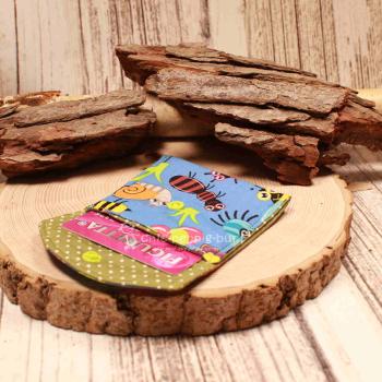 Geldbeutel mini - Stoff - 1 Fach blau Motiv Insekten