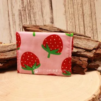 Geldbeutel mini - Stoff - 1 Fach rosa mit Erdbeer Motiv - geldbeutel mini kinder stoff 1fach druckknopf rosa erdbeer