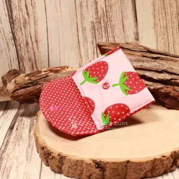 Geldbeutel mini - Stoff - 1 Fach rosa mit Erdbeer Motiv - geldbeutel mini kinder stoff 1fach druckknopf rosa erdbeer