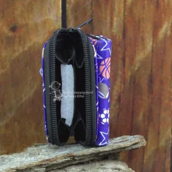Geldbeutel mini abwaschbar dunkelblau mit Bälle Motiv