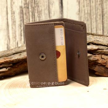 Geldbeutel mini Leder 3 Fächer braun