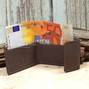 Geldbeutel mini Leder 2 Fächer braun