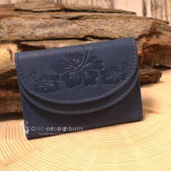 Geldbeutel mini aus blauem Leder