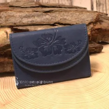 Geldbeutel mini aus blauem Leder