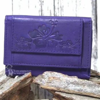 Geldbeutel mini aus lila farbigem Leder