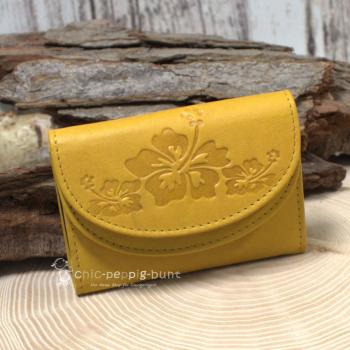 Geldbeutel mini aus ocker - gelb farbigem Leder