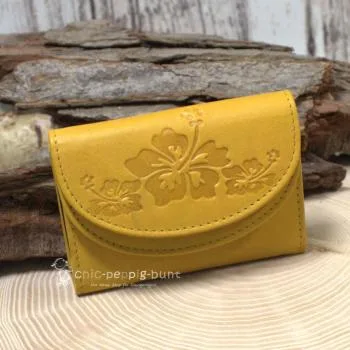 Geldbeutel mini aus ocker - gelb farbigem Leder