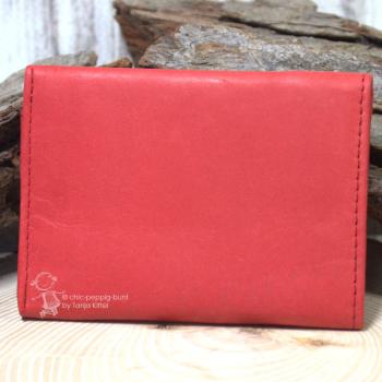 mini Geldbeutel Leder mit Blumen Motiv