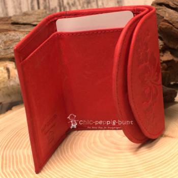 mini Geldbeutel Leder mit Blumen Motiv