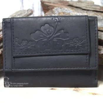 Geldbeutel mini aus schwarzem Leder