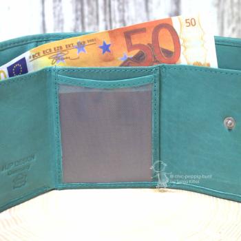 Geldbeutel mini türkis farbiges Leder