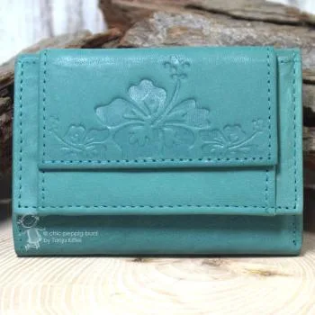 Geldbeutel mini aus türkis farbigem Leder