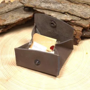 Geldbeutel mini Leder 1 Fach braun - geldbeutel mini leder knopfverschluss braun kleingeldbeutel